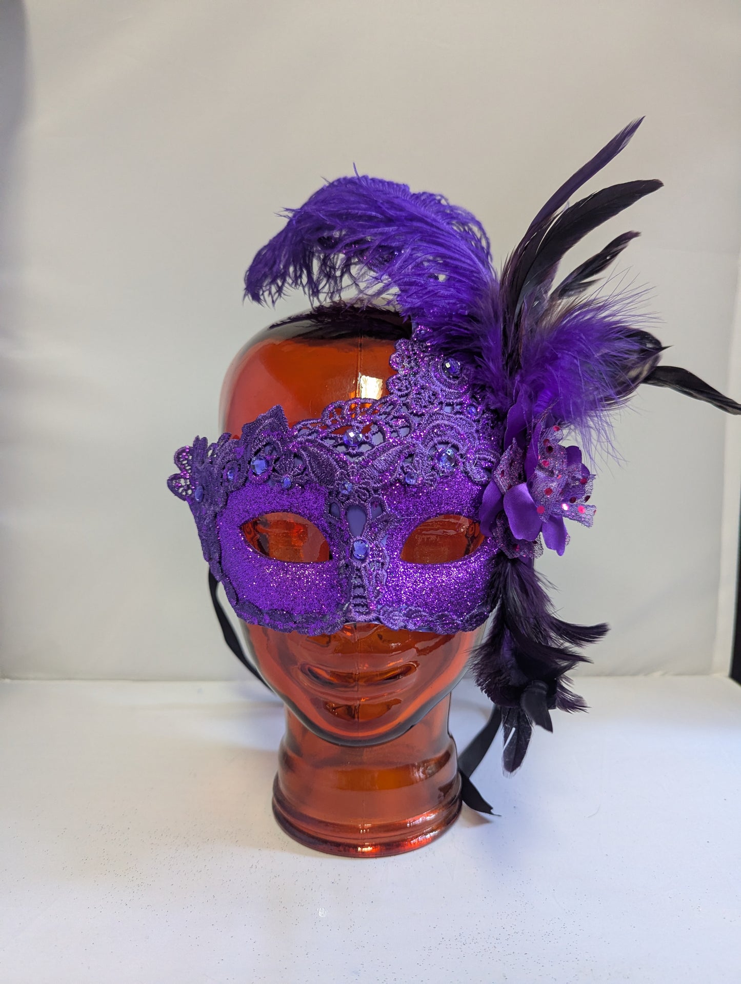 Purple Lace Swan with Feathers