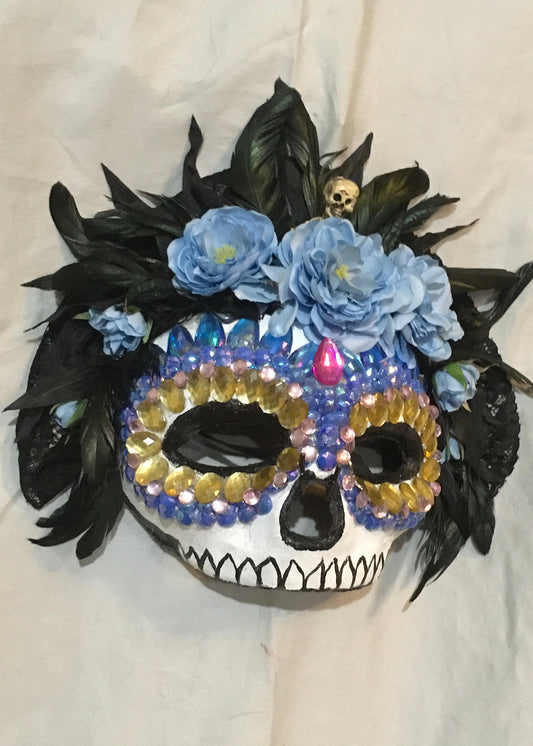 Blue Jeweled Half Skull image 0